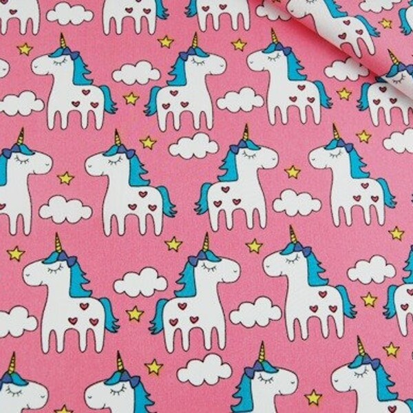 Unicorn Fabric, Pink Unicorn Fabric, Girls Pony Material ,Little Pony Fabric, Fabric Sewing material,Fabric by the Yard-Half Yard