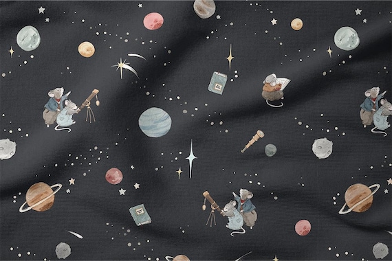 Cute mouse fabric,Digital print premium cotton,Eco friendly fabric,Planet Fabric,Baby Nursery Cotton,Half yard/half metre,Width 155cm /61"
