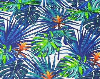 0.44 cm Tropical leaves Cotton Fabric,Floral Fabric,Flower Print,Cotton Fabric, Quilting Print  Fabric,Fabric by the Yard-Half Yard