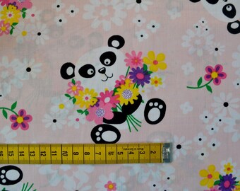 Panda bear Cotton Fabric,Cotton Fabric, Quilting Print  Fabric, Bears Fabric , Panda  Fabric, Fabric by the Yard-Half Yard