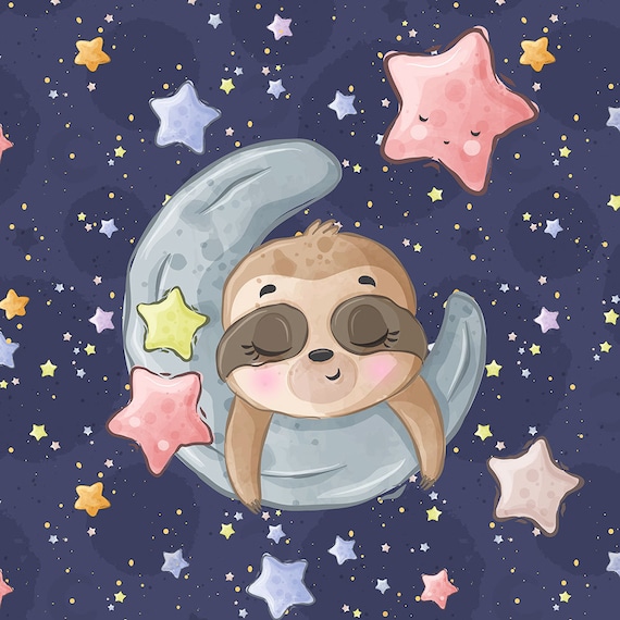 Faultier Jersey Stoff Panel zum Nähen -Hoodie Panel-Baby Quilt