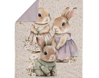 Painel de coelhinhos para costura - Painel de coelhinhos para manta - Algodão premium com estampa de animais fofos - Painel de algodão para berçário, tamanho 75 x 100 cm / 30 x 39 polegadas