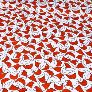 Cotton Fabric,Quilting  Print Fabric,Santa Claus Hat Fabric , Christmas Pattern,Fabric by the Yard-Half Yard