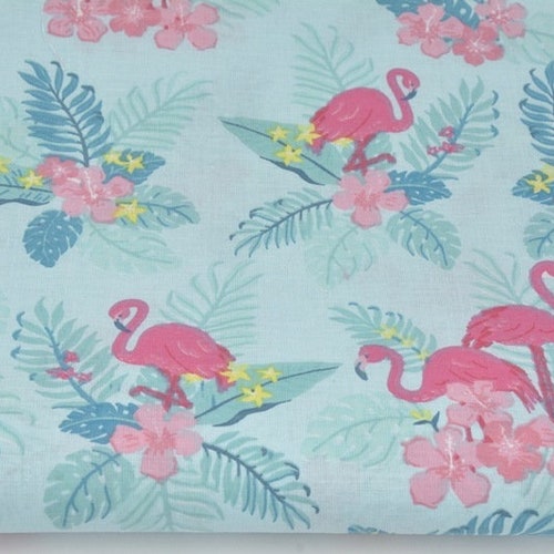 Pink Watercolor Flamingos Fabric flamingos Making A Splash | Etsy