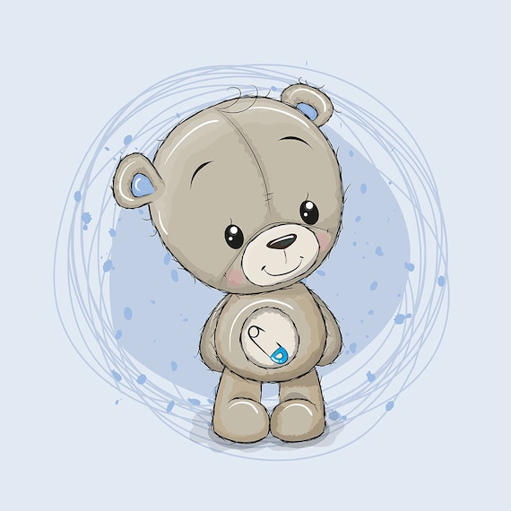 Teddy Bear Jersey Fabric Panel Little Boy Hoodie Panel Jersey Fabric Bear Fabric Panel Size 40x50 cm 15x19 in