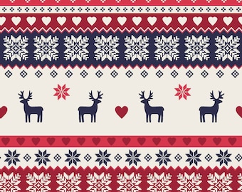 Christmas Fabric,Christmas  Deer, Santa Deer Cotton Fabric,Fabric by the Yard-Half Yard