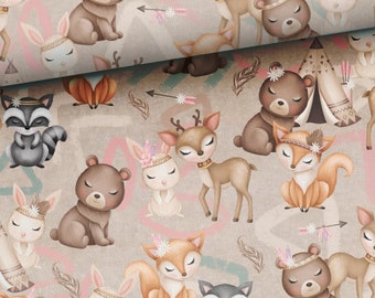 Boho forest animal digital print premium cotton,Forest animal,Woodland fabric by the meter 100%Cotton OEKO TEX