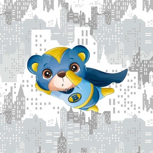 Panel for sewing,Jersey Panel ,Hero Fabric Panel,Hero Bear Panel,Baby quilt panel,Size 40x50 cm/ 15x19 in