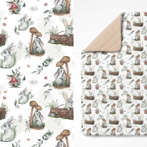 Tissu Forest Friends Woodland 29 cm - Tissu en coton de qualité supérieure avec animaux - Tissu en coton pour chambre de bébé et lapins pour enfants
