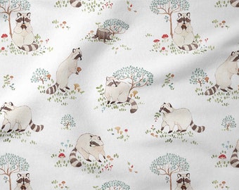 24 cm Raccoon Animal Fabric,Premium Cotton Fabric ,Animal Cotton Fabric, Animal Modern Nursery, Half yard/half metre,Width 155cm /61"