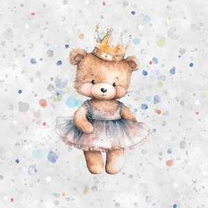 Baby girl Panel for Sewing,Jersey Panel ,Bear Fabric Panel,Baby quilting panel, Size 40x50 cm/ 15x19 in
