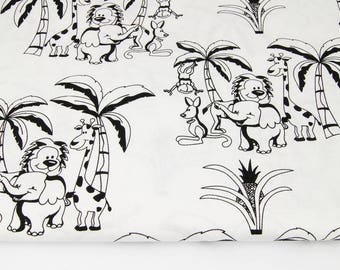 African animal cotton fabric,SALE Cotton Fabric,Animal Fabric,African Animals ,Monkey Giraffe Elephant Fabric, Fabrics by the Yard-Half Yard