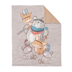 Forest Animal Cotton Panel for Blanket/Bear Fabric Panel/Woodland animal Premium Bedding Quilt Panel Size 75x100 cm/ 30x39 in-Baby Blanket