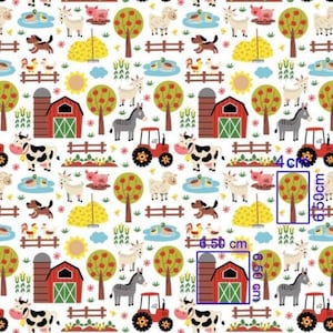 Boerderij dier katoenen stof, quilt print stof, boerderij dier stof, stof gesneden op maat-halve tuin