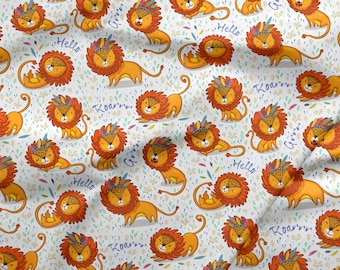 Safari African Animal Cotton Fabric, Lion Fabric, Premium Cotton Fabric, Demi-jardin / demi-mètre, TAILLE DU LION 2 * 3 cm / 0.78 * 1.18 in, Largeur 155cm / 61 »