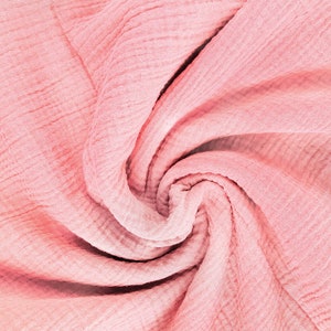Double Gauze Cotton Fabric, 100% Organic Muslin Cotton,Pink Double Gauze Cotton, Muslin Cotton