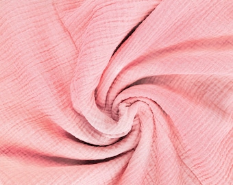 Double Gauze Cotton Fabric, 100% Organic Muslin Cotton,Pink Double Gauze Cotton, Muslin Cotton