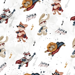 Super Hero Fabric,Premium Cotton Fabric,Animal Fabric, Hero Lion Bear Cotton,Half yard/half metre,Width 155cm /61&quot;