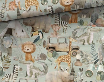 Safari Wild Animal Fabric,Premium Cotton Fabric,Animal Modern Nursery Fabric,Eco Friendly Fabric