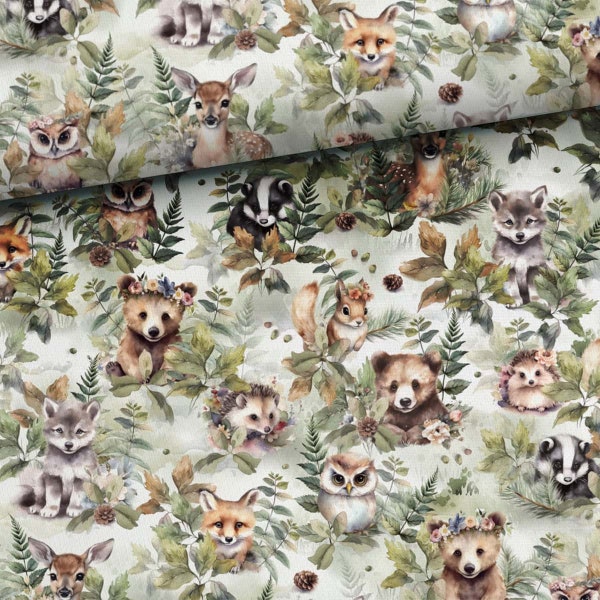 Forest animal premium cotton fabric/Digital print high quality fabric,Woodland fabric/Eco friendly cotton/Cute animal fabric OEKO-TEX 100