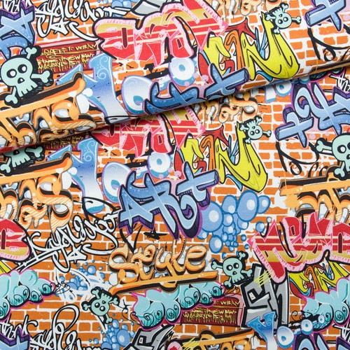 Graffiti Fabricpop Art Print Fabric Modern Nurseryprint Etsy