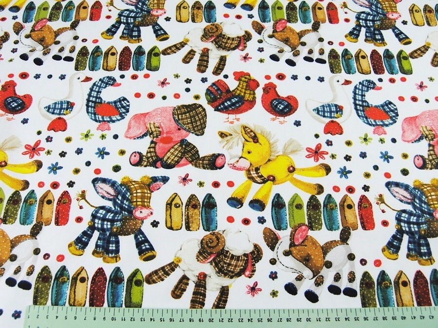 Cotton Fabric Animal Fabric Toys Fabric Colorful Fabric Etsy