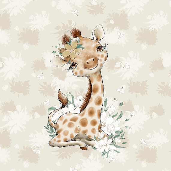 Giraffe jersey fabric clearance