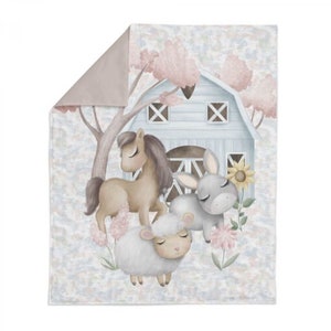 Country Fabric/Farm animal premium cotton panel for blanket/Cotton Panel for Sewing quilting Size 75x100cm/30x39 in/Cute Animal Fabric Panel