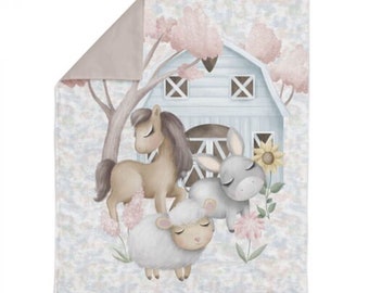 Country Fabric/Farm animal premium cotton panel for blanket/Cotton Panel for Sewing quilting Size 75x100cm/30x39 in/Cute Animal Fabric Panel