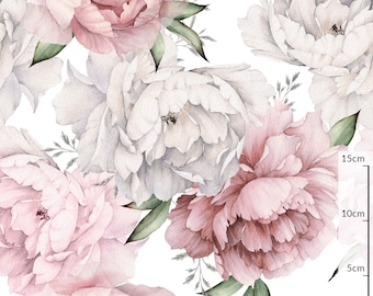 Peony aquarel bloem stof vintage bloemen/pastel pioenrozen stof per meter 100% katoen, quilten, naaien breedte 160cm/63 in