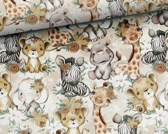 Girl Baby Animal Savanna Fabric/African Jungle Safari Animal/Elephant Lion Giraffe Zebra Kids fabric Cute Animal Premium fabric