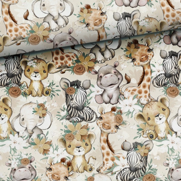 Girl Baby Animal Savanna Fabric/African Jungle Safari Animal/Elephant Lion Giraffe Zebra Kids fabric Cute Animal Premium fabric