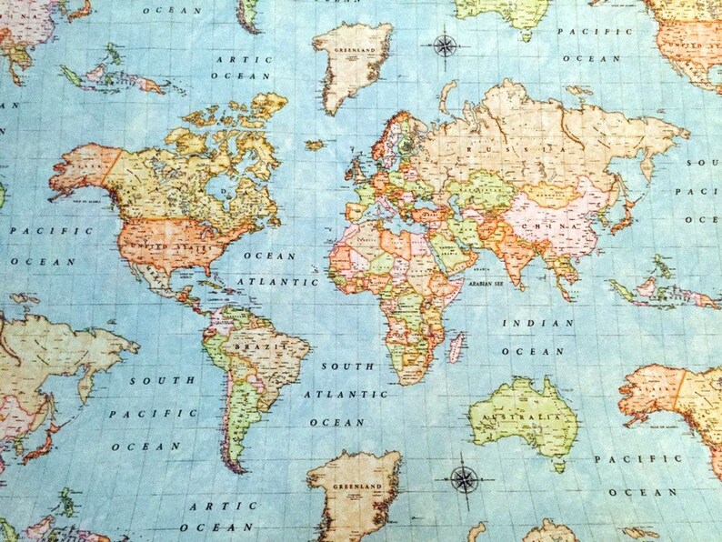 US $56.66 30% OFF|Natural,Crafts,Home Upholstery Cushions Fabric World Map Print Material Linen-in Fabric from Home & Garden on Aliexpress.com | ...