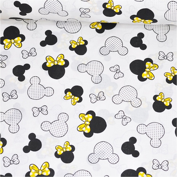 Mickey Cotton Fabric/quilting Print Fabric,yellow Mickey Mouse Fabric,animal  Modern Nursery,baby Sewing Fabric, Fabric by the Yard-half Yard 