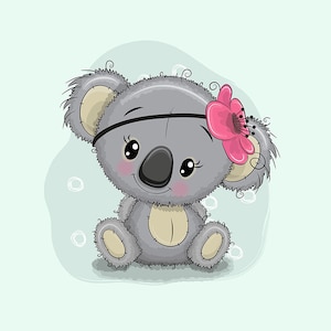 Koala Bear Jersey Knit Fabric Panel/Green Jersey Panel for sewing/Australian animal fabric/Baby quilt Koala Panel Size 40x50 cm/15x19in