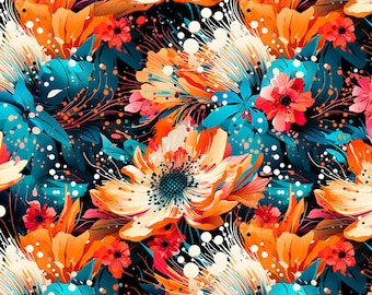 Fantasy Flower Digital Print Premium Cotton Fabric-Magical Floral Design on Premium Cotton Fabric-Wild Flowers Eco Friendly Fabric