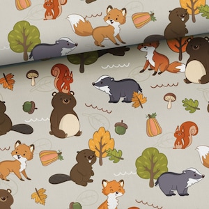 Forest Friends,Woodland Fabric,Premium Cotton Fabric ,Animal Cotton Fabric, Half yard/half metre,Width 155cm /61&quot;