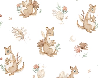 Kangaroo High Quality Premium Fabric,Baby and mom Australian Animals Fabric,Watercolor Baby Nursery Eco Friendly  Fabric by the meter