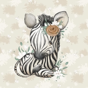 Zebra Jersey Fabric Panel, African Animal Knitwear Panel,Sweatshirt fabric panel, Baby Quilt Panel, Cotton Baby Pane,lSize 40x50 cm/15x19 in