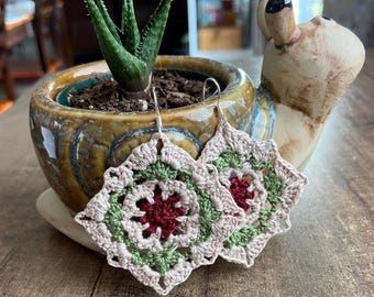 Granny Square Crochet Dangle Earrings