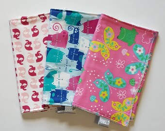 Burp Cloths Blush Bunnies Set of Three Baby Gift Baby Girl Burps Shower Gift Baby Essentials Burp Rag Burps Quick Ship