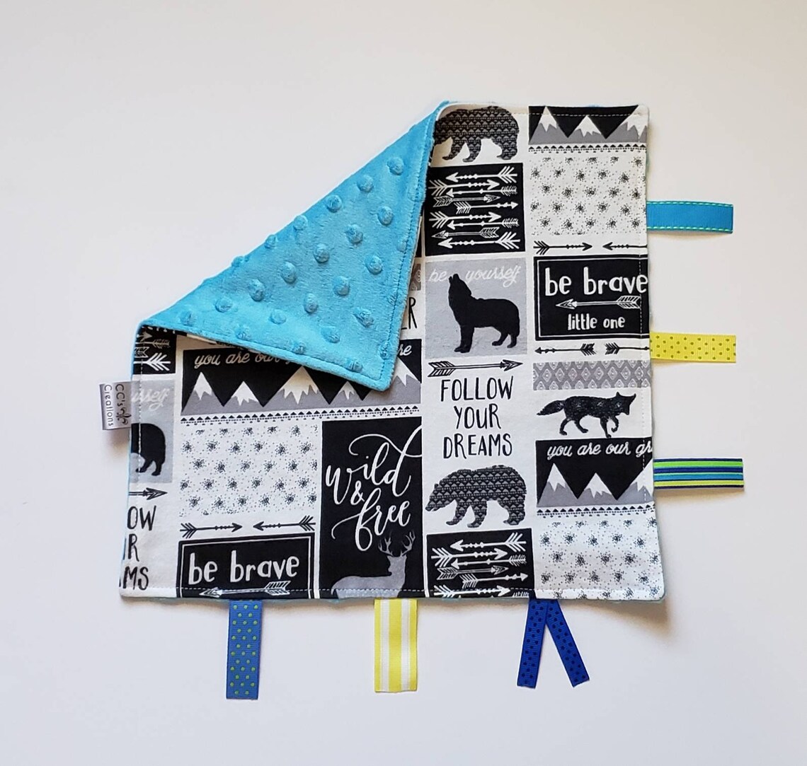 Manta de etiqueta de animales del bosque manta del bebé azul | Etsy