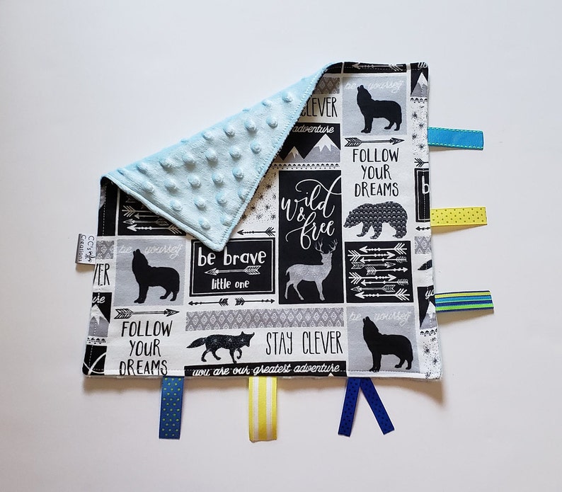 Manta de etiqueta de animales del bosque manta del bebé azul | Etsy