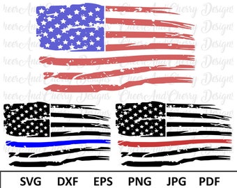 Distressed Flag Svg files for Cricut, American flag Svg for Silhouette, blue line flag Svg, red line flag SVG, 4th of July Svg, USA Flag Sxf