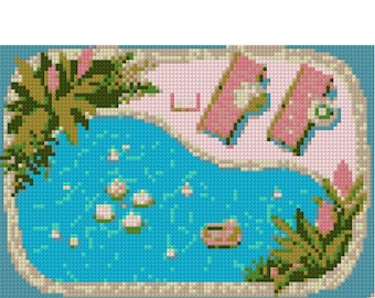 Summer Pool Needlepoint Pattern – Palisade Cross Stitch Chart (PDF Download)