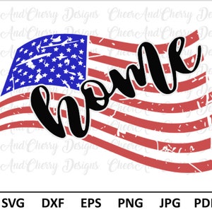 Distressed American Flag SVG for Silhouette Cameo, Home Svg Png Dxf, Patriotic Svg files for Cricut, July 4th Svg, USA Flag Svg