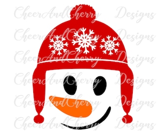 Snowman Face SVG: Christmas Hat Cut File for Cricut, Silhouette (Digital Download)