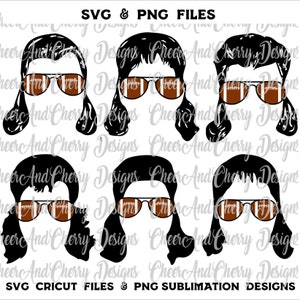 Fußball Papa SVG, Classic Meeräsche SVG Sonnenbrillen Fußball Country 80er Frisur SVG Western Männer Haar png Layered geschnitten Dateien für Cricut