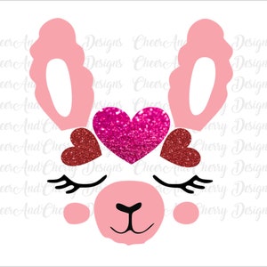 Valentine&#39;s Day Llama Svg for Valentines day svg Llama hearts Svg Cut files Valentine Svg for Shirt cute Llama face Svg Silhouette Cricut