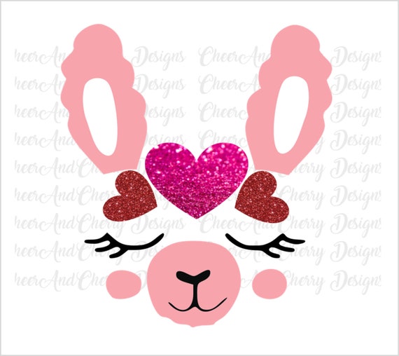 Download Cute Llama Face With Hearts Svg Valentines Day Llama Svg Etsy
